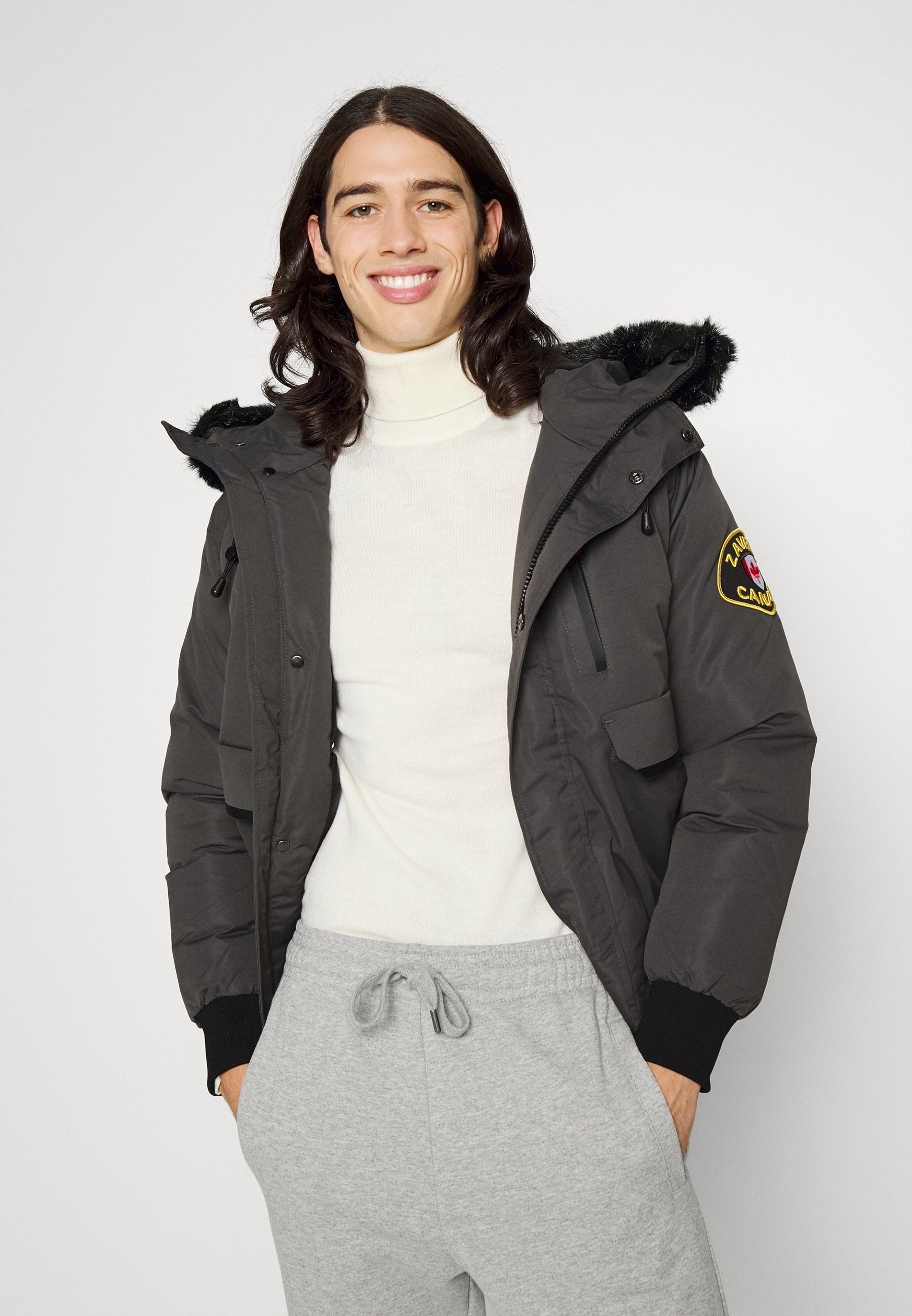abelli tech fur hooded bomber jacket