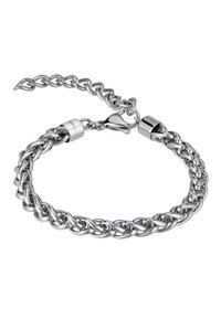 Silver twisted chain bracelet med lobster clasp och korta förlängda länkar för justerbar passform.