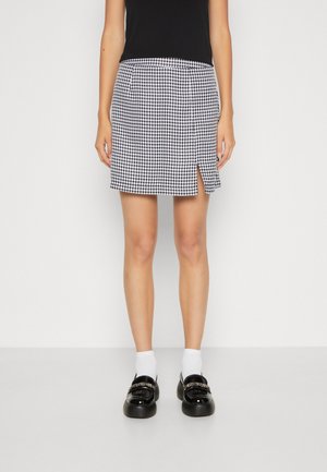 Pieces PCNILLAN CHECK SKIRT - Φούστα σε γραμμή Α - white/black