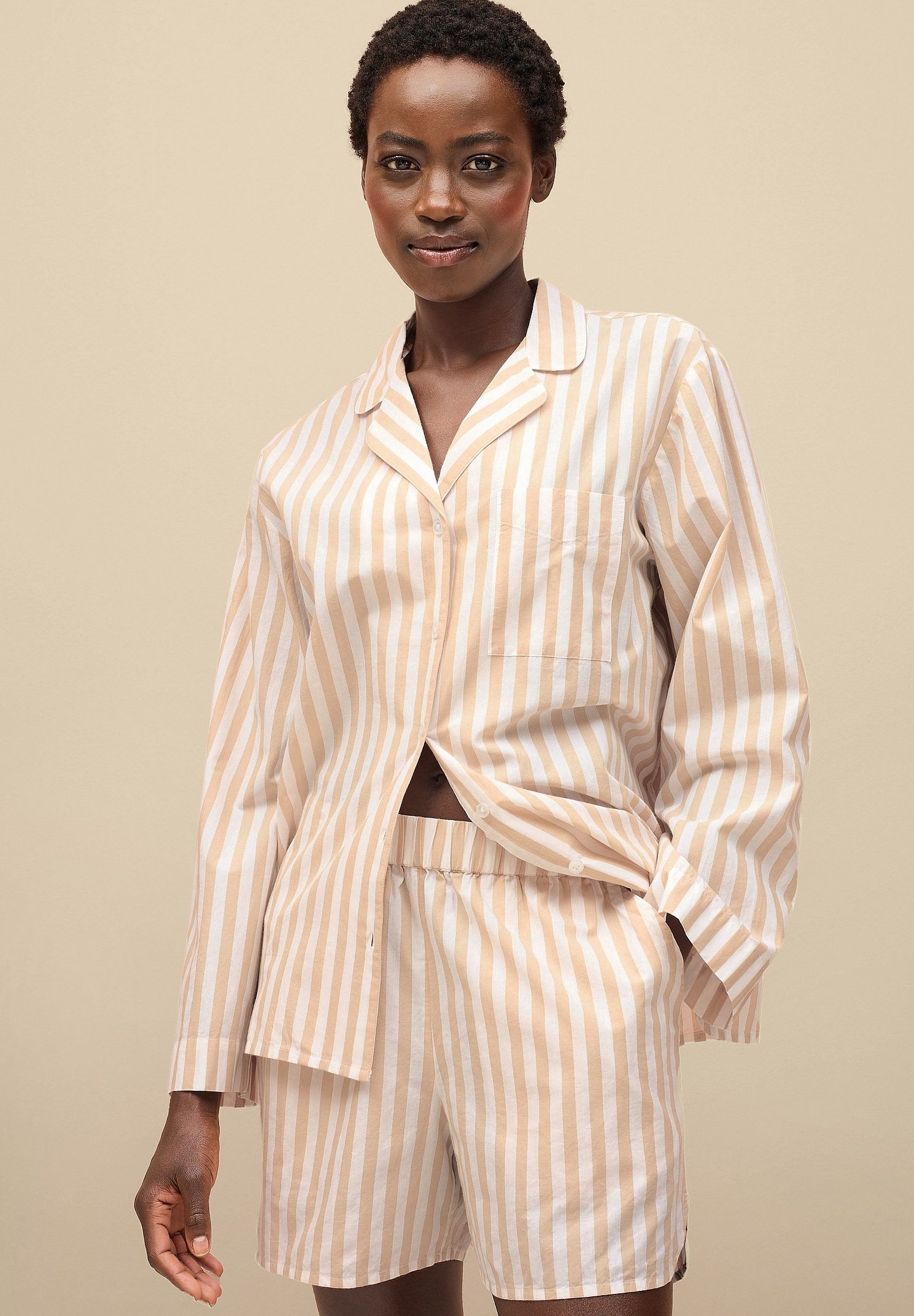 Ellos Collection Pyjama bottoms beige und weiB gestreift white Zalando