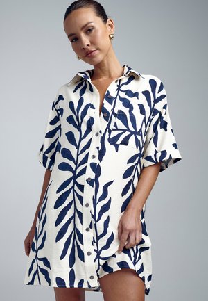 NESSA - Shirt dress - navy blue leaf