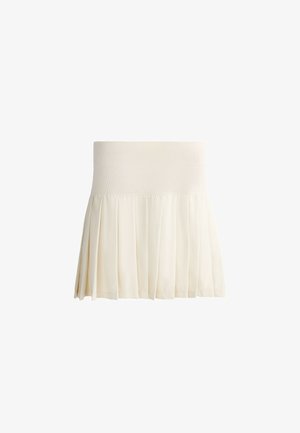 OYSHO, PLEATED HIGH-RISE SEAMLESS SHORT SKIRT - Jupe trapèze - white