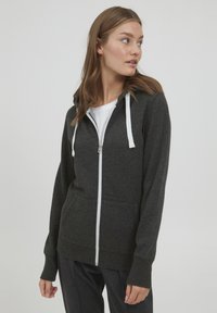 Oxmo OXOLINDA - Športna jopa s kapuco na zadrgo - dark grey melange