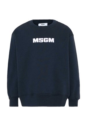 Czarna bluza z okrągłym dekoltem, długimi rękawami i białym logo MSGM pogrubioną czcionką na środku klatki piersiowej.