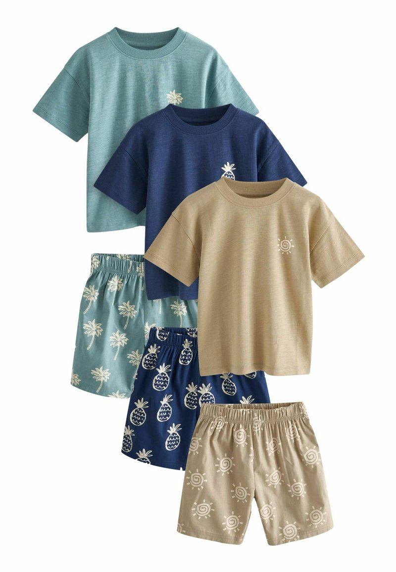 Next 3 PACK SET REGULAR FIT - Set lenjerie de noapte - green blue pineapple palm tree