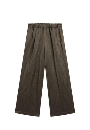 WIDE-LEG - Trousers - mottled dark brown