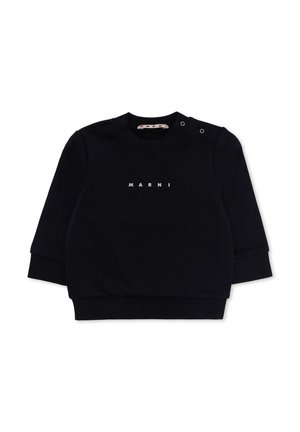 Felpa nera in cotone con maniche lunghe, polsini a costine e scollatura a girocollo. Presenta il logo bianco "MARNI" e due bottoni a pressione.