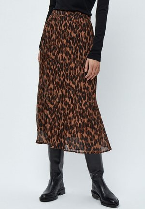 MIA LONG - A-line skirt - brown leo print