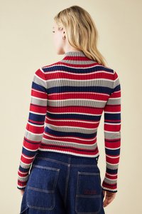 BDG Urban Outfitters STRIPE ZIP THROUGH - Kardigan - red