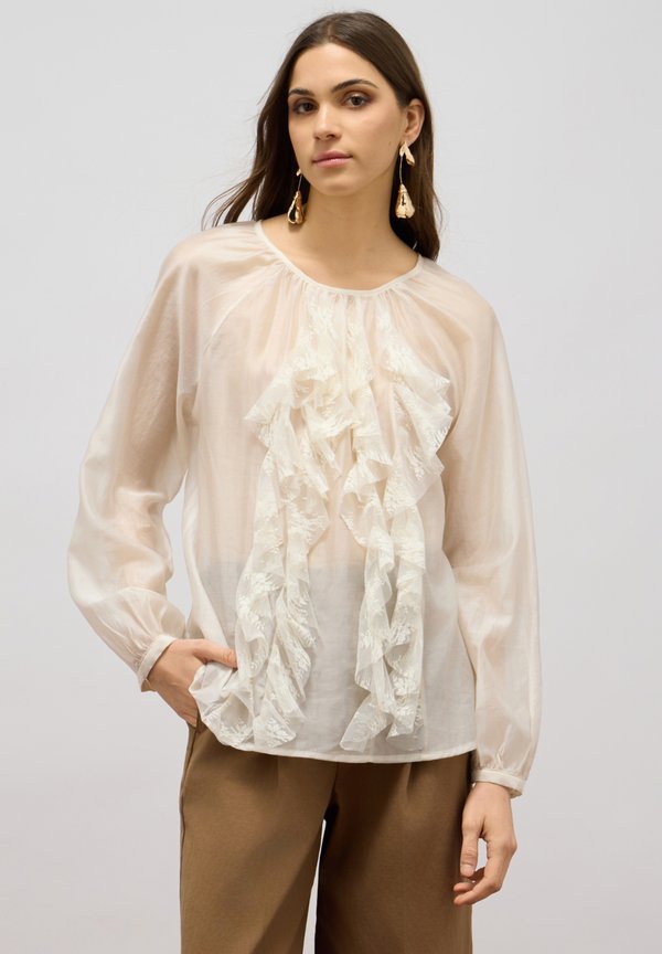 CON VOLANTS - Bluse - bianco