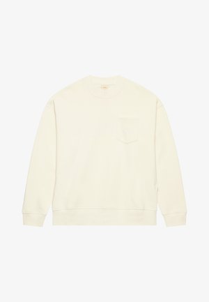 Kremasti dukserica izrađena od mekog materijala, s okruglim izrezom, dugim rukavima i džepom na prsima s suptilnim logotipom brenda.