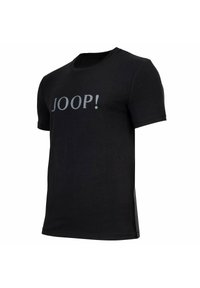 Camiseta de algodón de mangas cortas negra, con un destacado logo gris "JOOP!" en la parte frontal. Diseño clásico de cuello redondo.