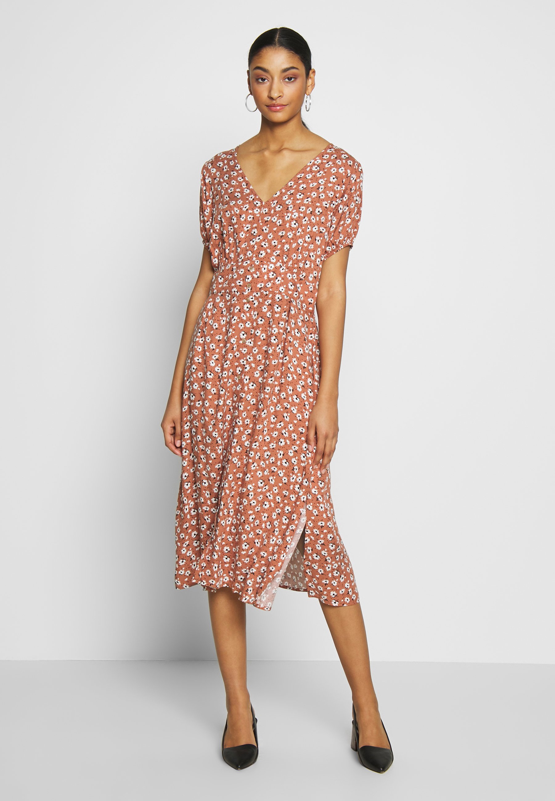Cotton On WOVEN PUFF SLEEVE MIDI DRESS 