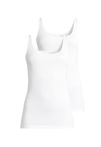 Due t-shirt di cotone bianco in confezione da due, con design a scollo rotondo e texture liscia, senza pattern o decorazioni visibili.
