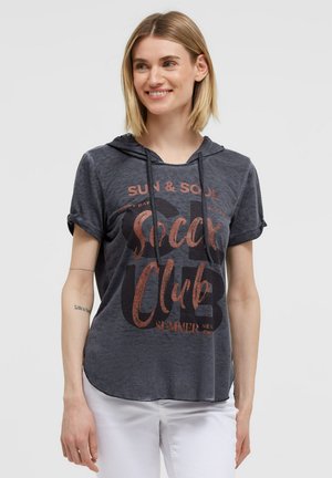 Soccx, SOCCX KAPUZENSHIRT MIT AUSBRENNER-EFFEKTEN UND PRINT - Print T-shirt - charcoal mist