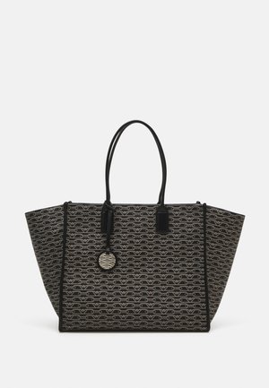 Emporio Armani TOTE MONOGRAM L - Shopping bag - nero/ecru