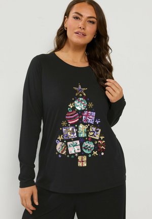 Yours Clothing, PLUS SIZE CASUAL TOPS - T-shirt à manches longues - black
