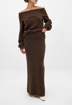 FOLDED WAIST - Maksi sijonas - brown