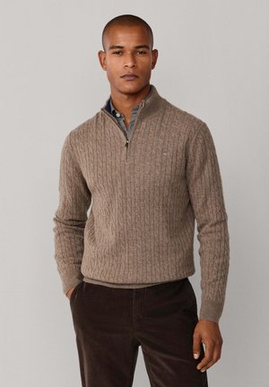 CABLE HZIP RO - Trui - taupe beige