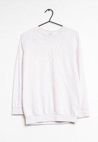 Sudadera rosa claro hecha de tela suave, con cuello redondo, mangas largas y un destacado logo "PUMA" en relieve en la parte frontal.