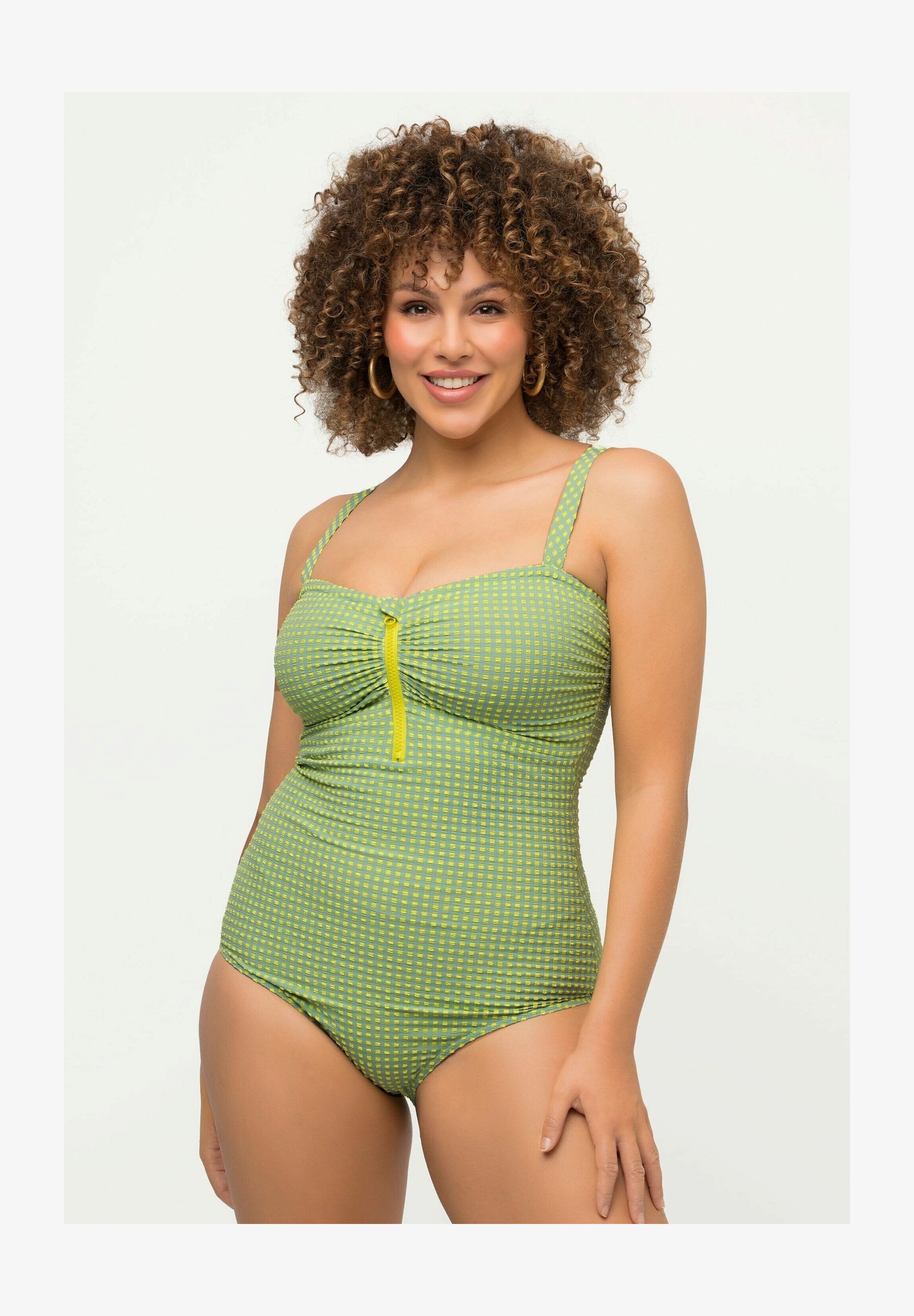 Costume Intero Ulla Popken Laura | Camou Limone | Taglie Forti | Modello Elegante E Confortevole