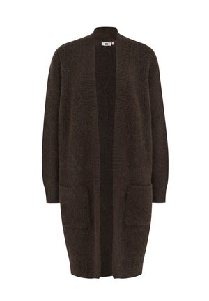 PRUUNIDE kootud kardigan avatud esitusega, pikkade varrukatega ja kahe esikotiga. Omab soonikutega tekstuuri ja hubast välimust.