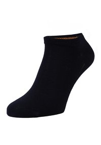 Black ankle sock with a ribbed texture and a low cut design, featuring an elasticated opening for a better fit.