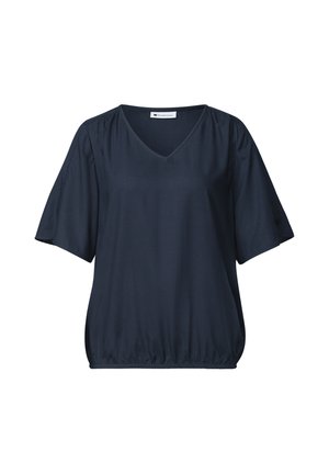 Street One, KURZARM BLUSENSHIRT MIT V-NECK - Blůza - shadowed navy