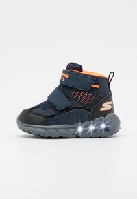 Skechers - EXPOSED SIDEWALL LIGHTS - Korkeavartiset tennarit - navy/black/orange Pienoiskuva 1