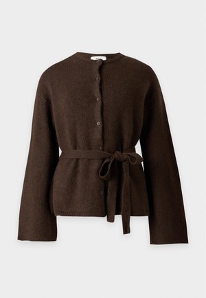 Gina Tricot, TIE CARDIGAN - Cardigan - dark brown