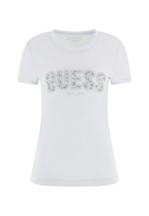 Guess LOGO SLIM FIT - Marškinėliai su spaudiniu - white