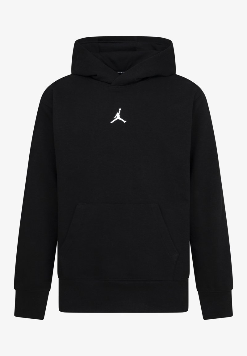 Felpa nera con cappuccio realizzata in cotone misto, dotata di una tasca frontale e di un logo bianco di Jordan sul petto. Tessuto morbido con polsini e orlo a costine.