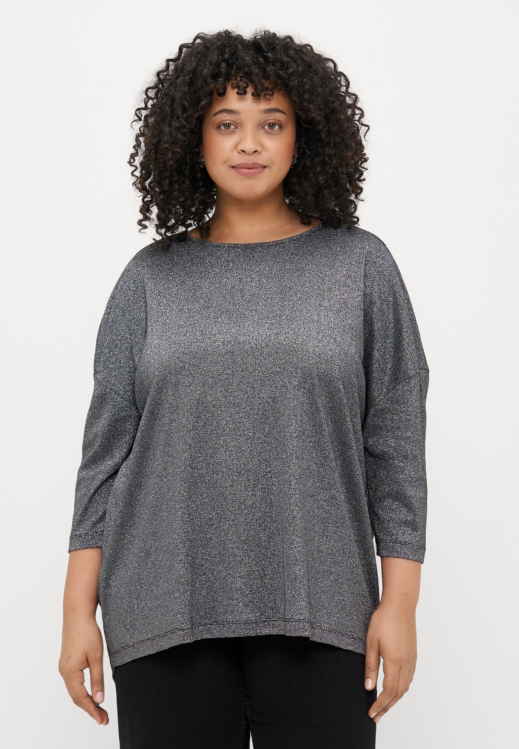 ONLY Carmakoma CARSILVERY GLAMOUR 3/4 Strickpullover black