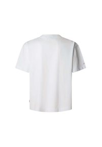 Witte t-shirt met korte mouwen en een ronde halslijn, met een klein merklogo op de linker mouw en een gladde, effen stofstructuur.