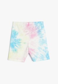 Tie-dye shorts i hvid med mønstre i blå, pink og gul. Fremstillet af blødt stof med elastisk talje og en afslappet pasform.