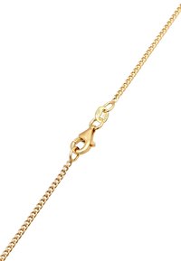 Goldfarbene Kettenarmband mit einem Karabinerverschluss, das über sich miteinander verbindende Glieder verfügt und eine glatte, glänzende Oberfläche aufweist.