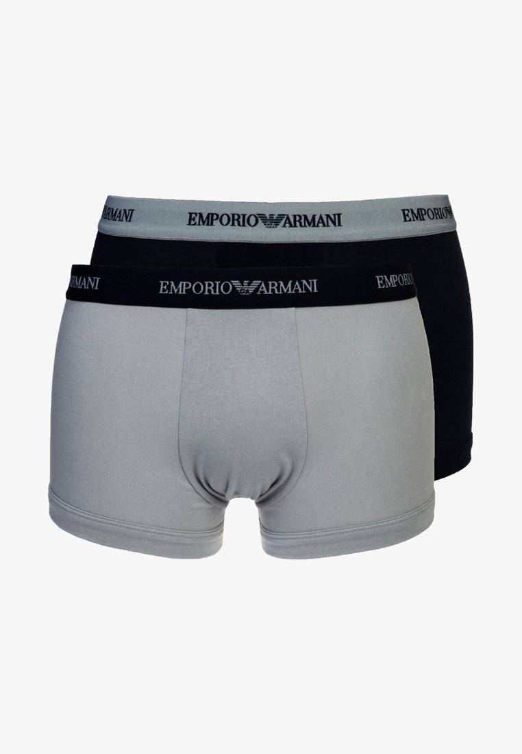 To par Emporio Armani boxerbriefs: ett grått med svart midjebånd, og ett svart med grått midjebånd. Mykt, elastisk bomullsmateriale.