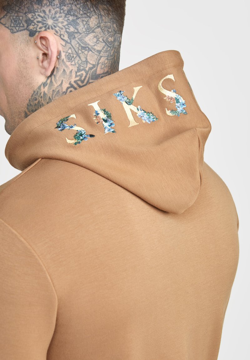 SIKSILK FLORAL EMBROIDERED OVERHEAD HOODIE - Long sleeved top - brown -  Zalando.co.uk