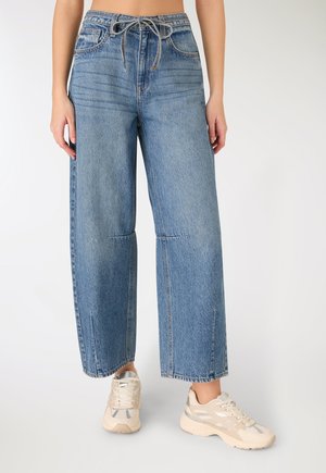 CON COULISSE - Wide Leg - blu denim medio