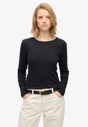 ATHLETIC ESSENTIALS LOGO GARMENT DYED  - T-shirt à manches longues - bison black