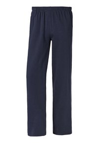 Marineblau, Baumwoll-Loungehosen mit einem elastischen Bund und lockerer Passform. Verfügt über zwei seitliche Taschen und nahtlose Säume für zusätzlichen Komfort.