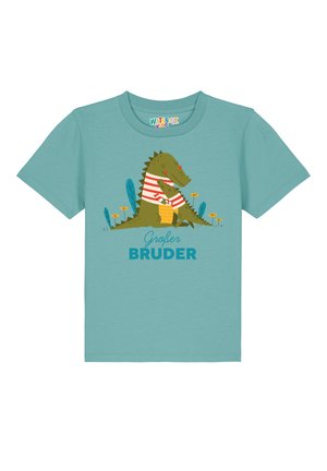 KROKODIL GROSSER BRUDER - T-Shirt print - teal monstera