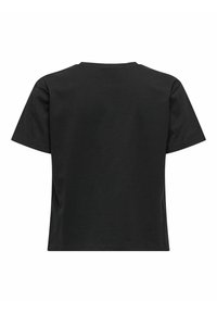 Zwarte katoenen t-shirt met een klassieke ronde hals, korte mouwen en een relaxed fit. De achterkant is eenvoudig zonder extra ontwerpen of kenmerken.