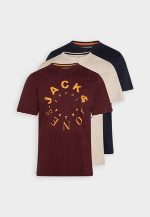 JJWARRIOR TEE CREW NECK 3 PACK - Nyomott mintás póló - moonbeam/moon/navy