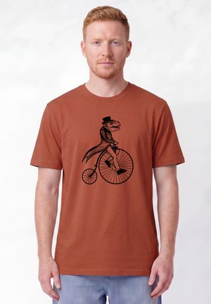 watapparel, T-REX AUF FAHRRAD UNISEX - T-shirt imprimé - heritage brown