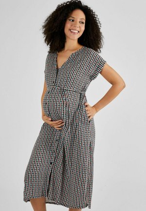 JoJo Maman Bébé SPOT MATERNITY MIDI REGULAR FIT - Denné šaty - black aztec geo print