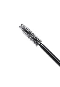 Svart mascaraborste med spiralutformade borst. Slät handtag som leder till tjocka borst, idealisk för att styla och forma ögonfransar.
