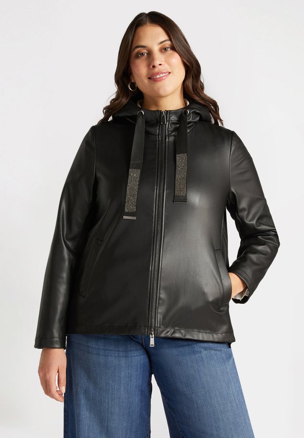 CON CAPPUCCIO - Kunstlederjacke - nero