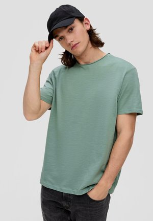 MIT FLAMM-STRUKTUR - T-shirt basic - salbeigrün