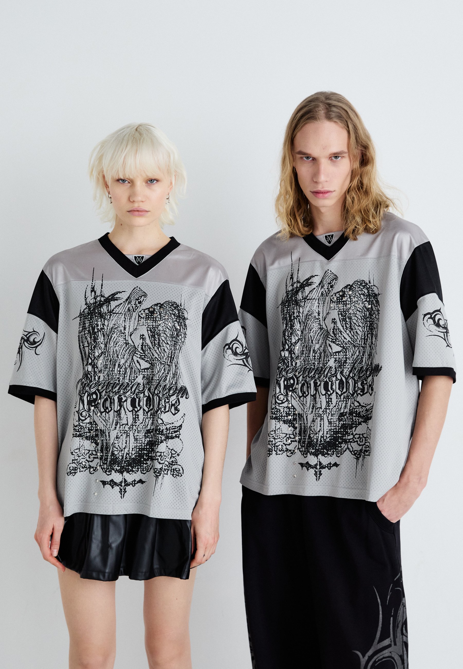 Jaded London FOOTBALL UNISEX - Print T-shirt - silver/silver